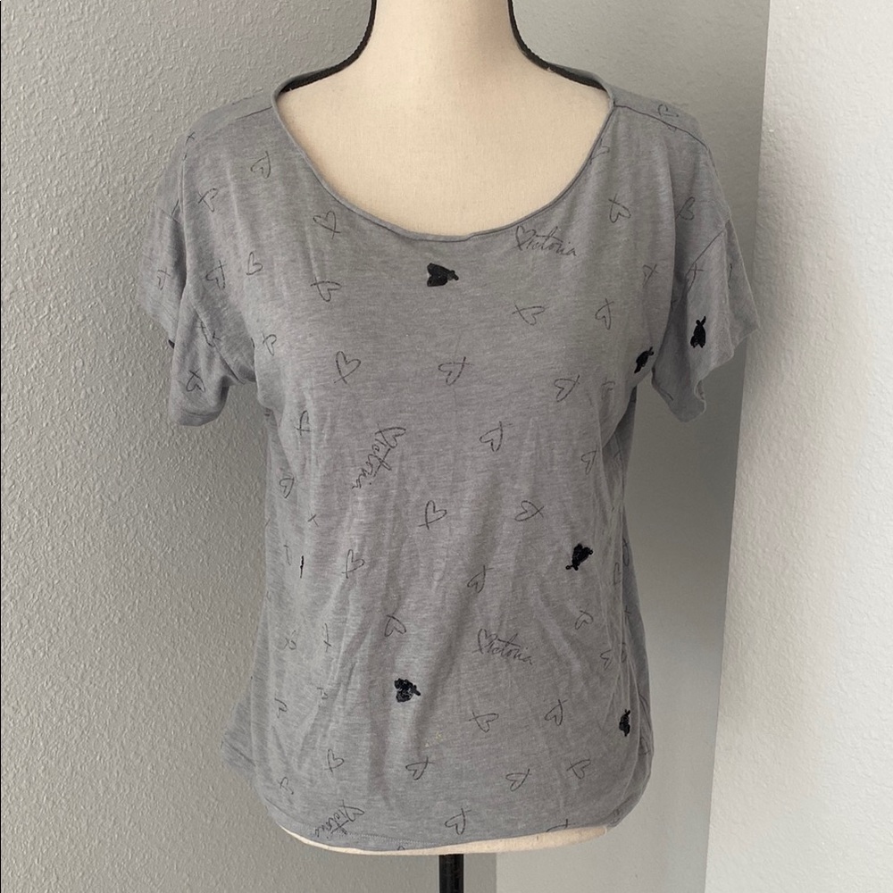 Victoria’s Secret Gray Heart Print Sequin Women's Top